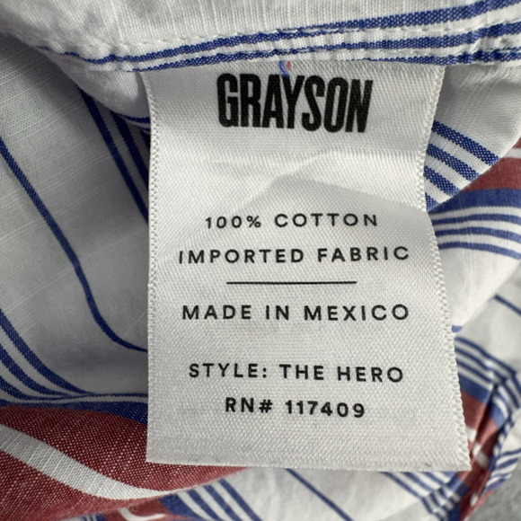 Grayson Womens The Hero Button Long Sleeve Top Size 04 Large Jasmine Stripe Red - Picture 7 of 11